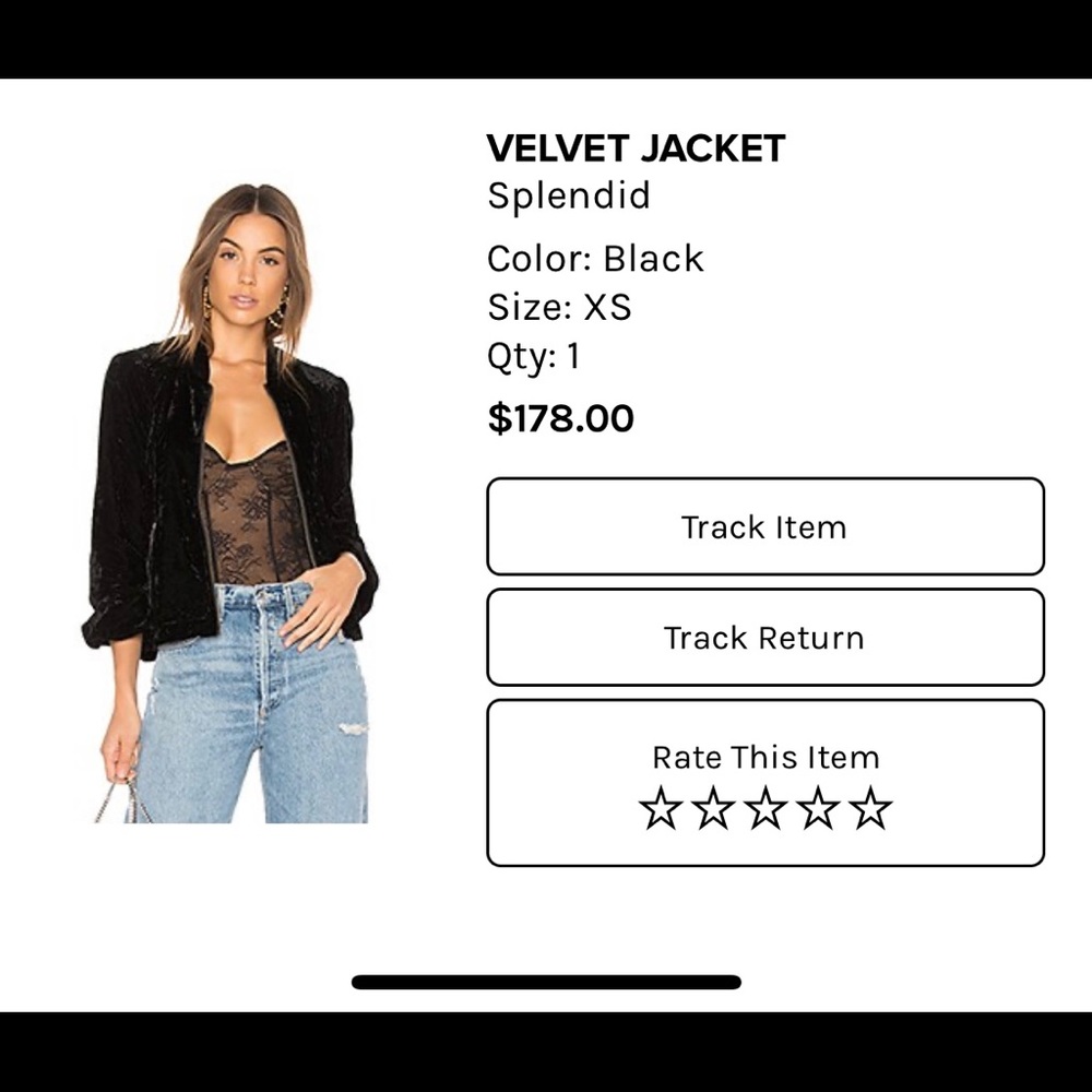 Black velvet splendid xs jacket